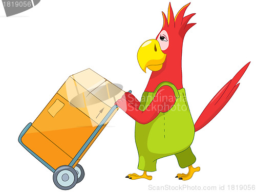 Image of Funny Parrot. Worker.