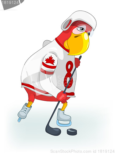 Image of Funny Parrot. Hockey.