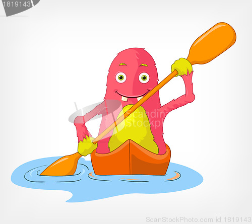 Image of Funny Monster. Kayaker.