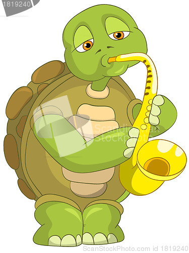 Image of Funny Turtle. Saxophonist.