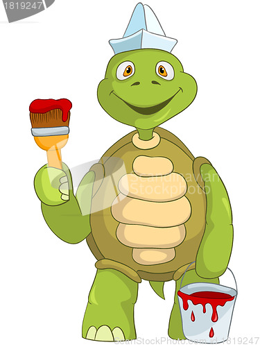 Image of Funny Turtle. Painter.