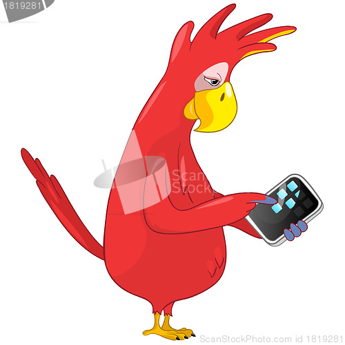 Image of Funny Parrot. Tablet User .