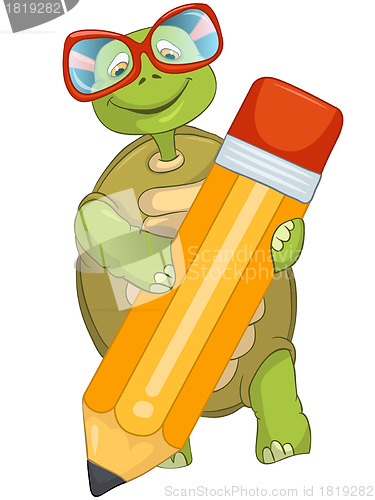 Image of Funny Turtle. Writing.