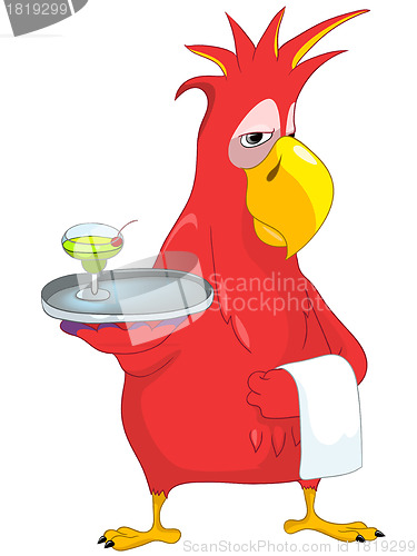 Image of Funny Parrot. Waiter.