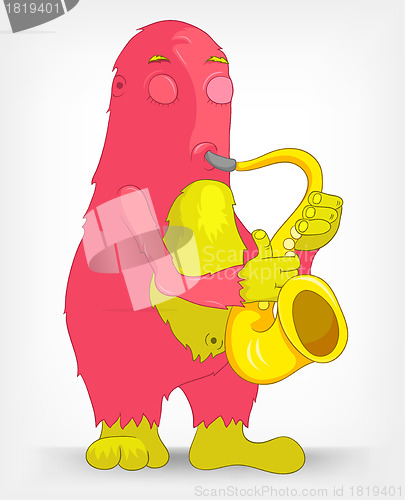 Image of Funny Monster. Saxophonist.