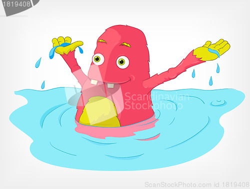 Image of Funny Monster. Swimmer.