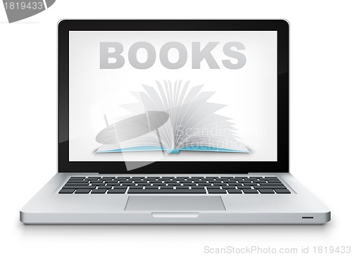 Image of Vector Open Book in Laptop.