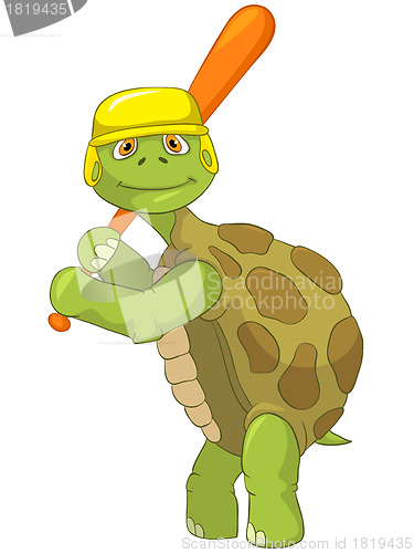 Image of Funny Turtle. Baseball Player.