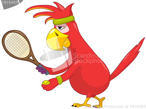 Image of Funny Parrot. Tennis.