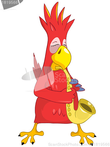 Image of Funny Parrot. Saxophonist