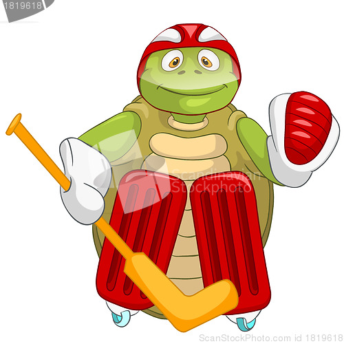 Image of Funny Turtle. Hockey Goalie.