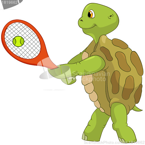 Image of Funny Turtle. Tennis Player.