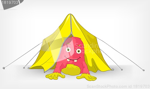 Image of Funny Monster. Camping.