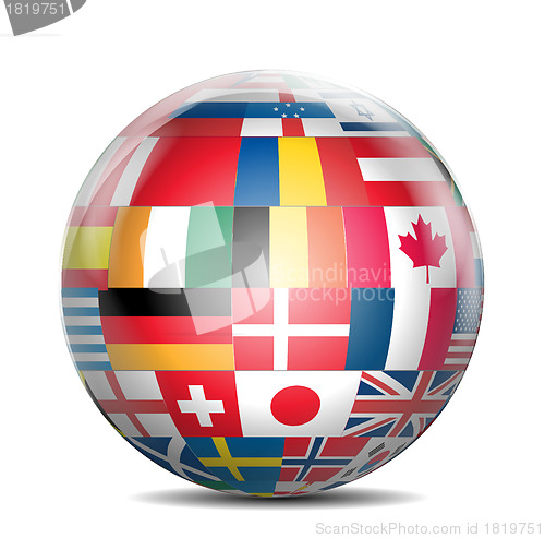 Image of Shiny Globe with Flags of The World 