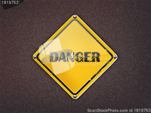 Image of Danger Sign on dark background 