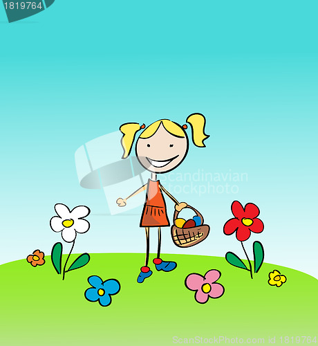 Image of Little Girl with flowers 