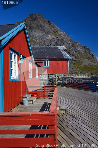 Image of Red rorbu fishing huts