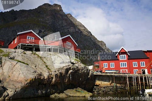 Image of Red rorbu fishing huts