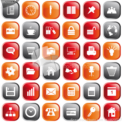 Image of business and office icon set