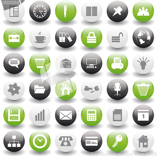 Image of business and office icon set