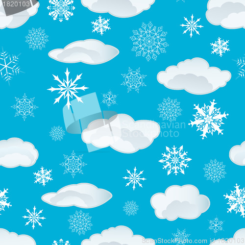 Image of seamless snowflakes and clouds