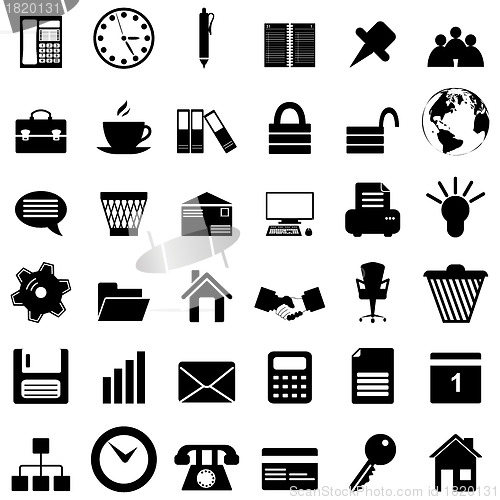 Image of business and office icon set