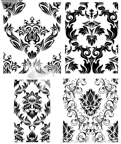 Image of seamless damask patterns set