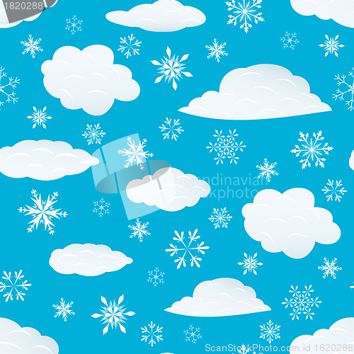 Image of seamless snowflakes and clouds