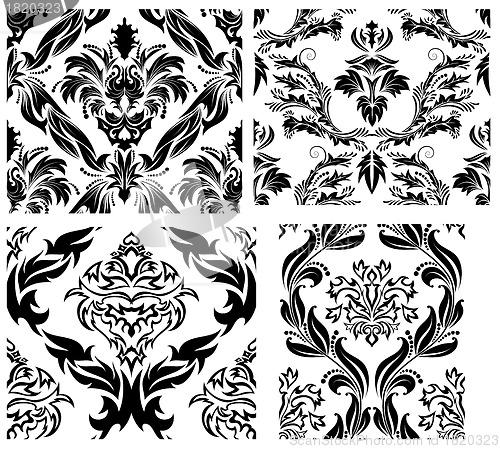 Image of seamless damask patterns set