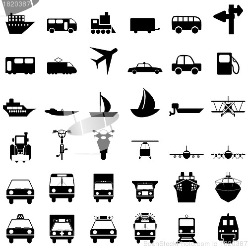 Image of transportation icon set