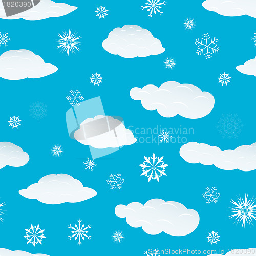 Image of seamless snowflakes and clouds