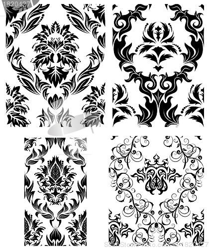 Image of seamless damask patterns set