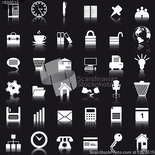 Image of business and office icon set