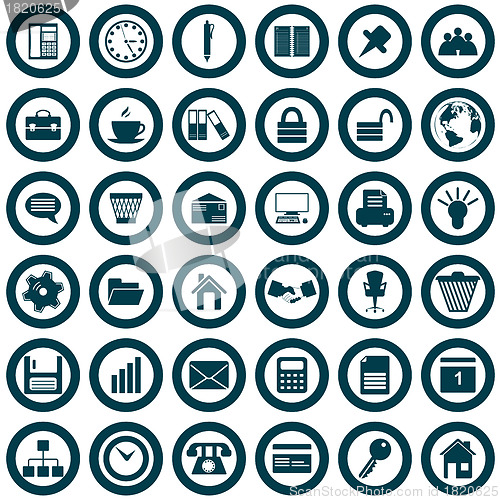 Image of business and office icon set