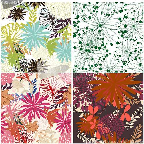 Image of seamless floral backgrounds set