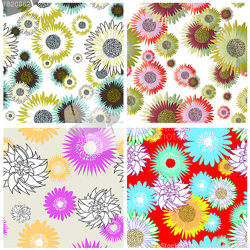 Image of seamless floral backgrounds set