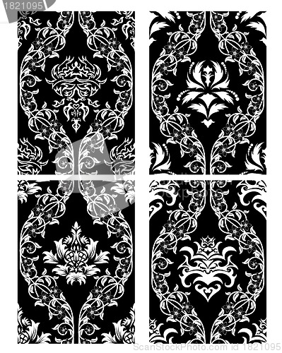 Image of seamless damask patterns set