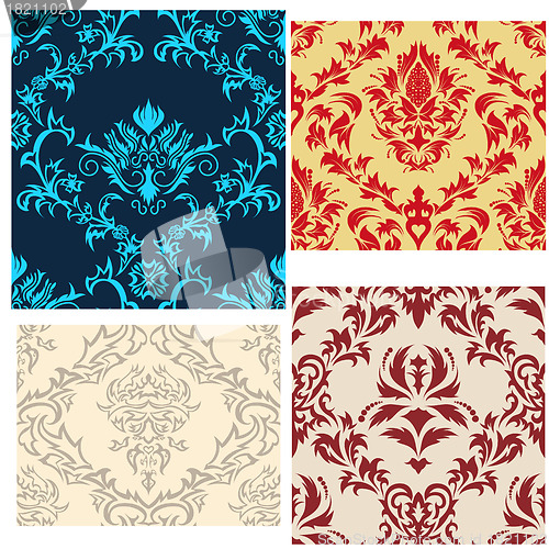 Image of seamless damask patterns set