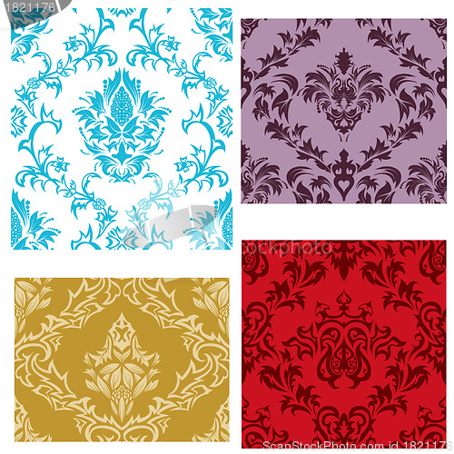 Image of seamless damask patterns set