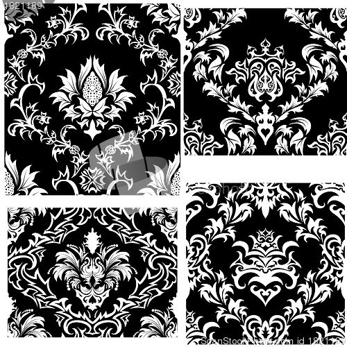 Image of seamless damask patterns set