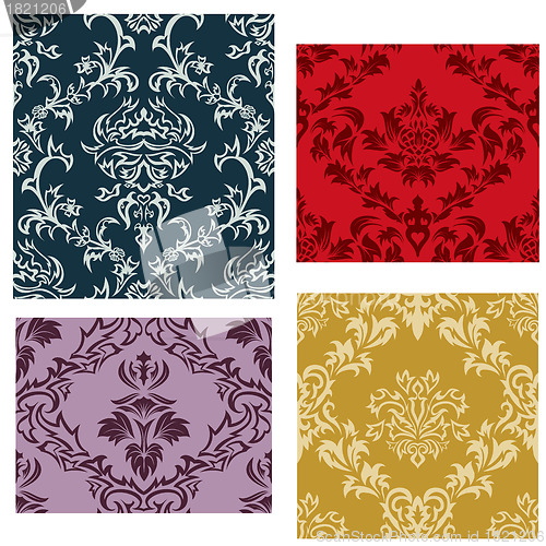 Image of seamless damask patterns set