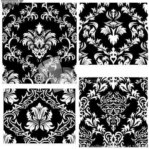 Image of seamless damask patterns set