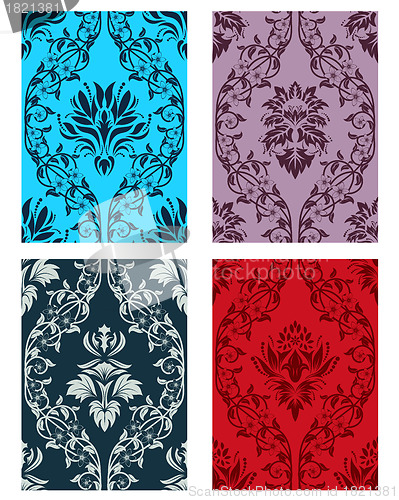 Image of seamless damask patterns set