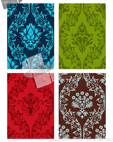 Image of seamless damask patterns set