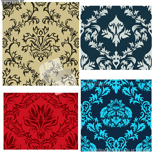 Image of seamless damask patterns set