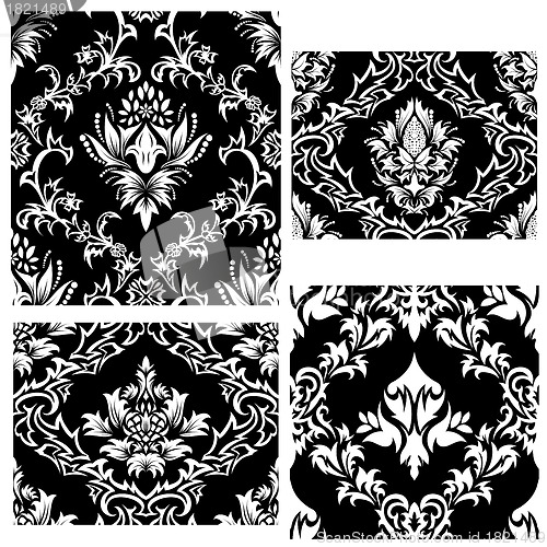 Image of seamless damask patterns set