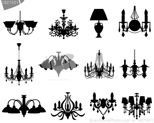 Image of set of lamps silhouettes