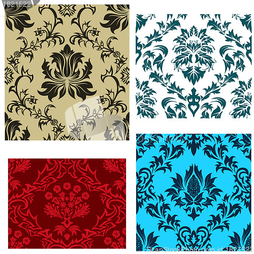 Image of seamless damask patterns set