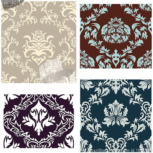 Image of seamless damask pattern set