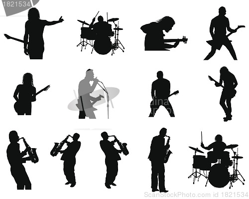 Image of set of rock and jazz silhouettes